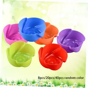 8pcs/20pcs/40pcs Silicone Cake Molds Set, Flower Shape Cupcake Baking Tools, Random Color, Ideal for Kitchen Decoration & Cooking, Perfect for Holidays