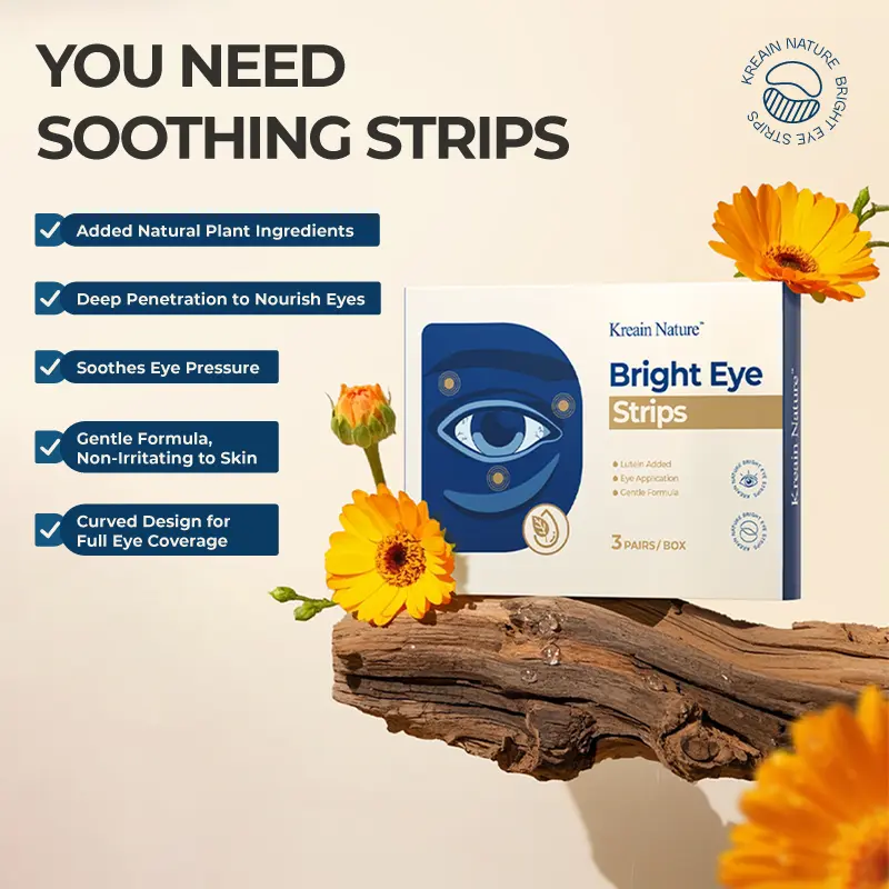Kreain Nature Bright Eye Strips, Lutein Eye Patches for Dark Circles & Puffiness, Hydrating Collagen Eye Gel Pads, Relieve Eye Strain, Soothe Dry Tired Eyes.