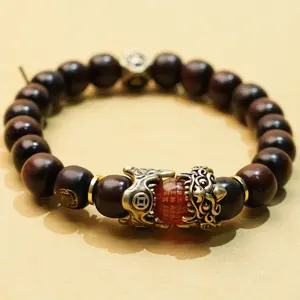 Lightning-Struck Wood Auspicious Beast Golden Light Mantra Beautiful Bracelet - Thunder Energy, Fortune Boost, Golden Light Protection, Wealth Lock, Beautiful Bracelets