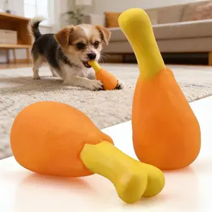 2pcs/1pc Squeaky Chicken Drumstick, Pet Toy - Durable and Non-Toxic, Suitable for Healthy Chewing and Play, Orange with Yellow Decorations, Suitable for All Dog Breeds