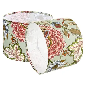 VEVOR Drum Lamp Shade 2 Set, 13 in Top x 13 in Bottom x 10 in High, Medium Drum Linen Lampshade, Replacement Lamp Shade for Table Lamps Floor Lamps Pendant Lights, Easy Assembly Required (Dark Floral)