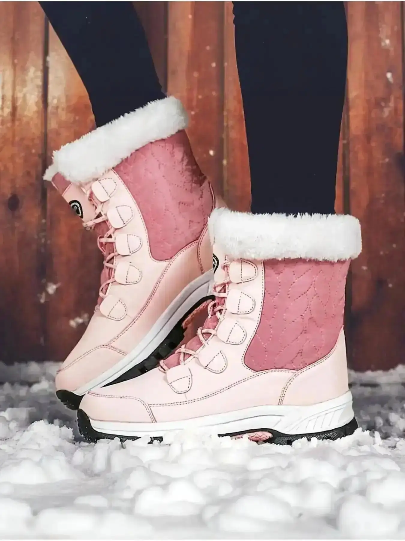 Women's Warm High-Top Snow Boots Thick Cotton Insulation Anti-Slip Sole Windproof Waterproof Design Perfect for Hiking Daily Outfits Footwear Casual Ladies Women Fashion Chic Comfort Modern Shoes Trendy sturdy versatile