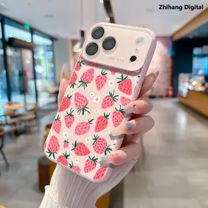 Floral strawberry Collage Style Pattern Premium Dopamine Ins Style Solid Color Phone Case with Ultra Skin friendly Touch, All Inclusive Lens Phone Case Suitable for iPhone 17 Pro Max Air 16 15 14 13 12 Silicone Protective Cover