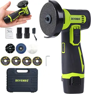 2026 New Upgrade Mini Angle Grinder 12V Brushless Cordeless Tool Set w/ 2 Batteries & 10 Blades - 19500RMP Power Rotary Tool for Cutting Grinding Polishing DIY Metal Wood Essential Kit for Home DIY