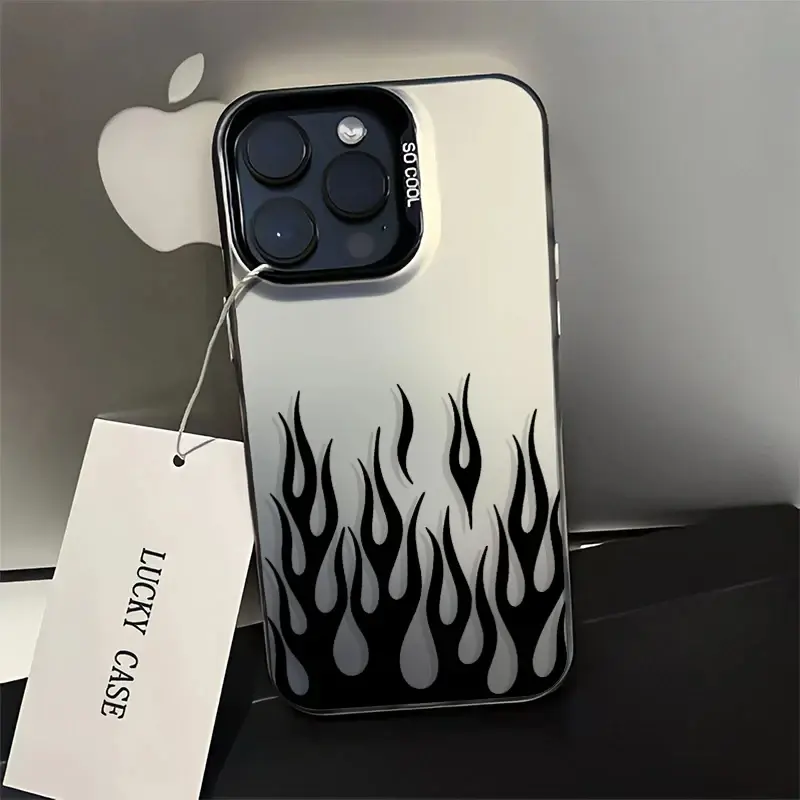 Luxury Flame Matte Laser Smartphone Casing for iPhone 16,15,14,13,12,11 Pro Max Plus - Colored Silver-Plated, Shockproof Protection Back Cover for Handheld Devices, Mobile Phone Accessories, Protective