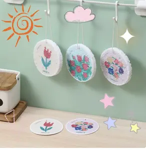 Magic Cleaning Sponge Cartoon Flowers Compressed Wood Tools Dishwashing Pulp Scouring Kitchen Non-stick Oil Pads Rag B5F5