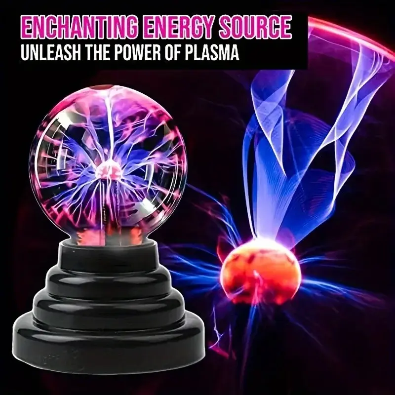 Touch Sensitive USB Plasma Ball Lamp Kids STEM Toy, Interactive Static Lightning Globe Light, Educational Science Decor Night Light for Bedroom Desk Play