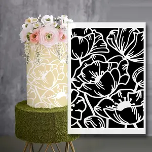 Food Grade Cake Stencil Sprinkle Mold, Reusable Baking Decoration Template, Flower Pattern Painting Tool, Home DIY Cake Printing Kit, Pastry Decorating Tools