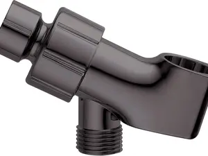 Adjustable Handheld Shower Head Holder- Premium ABS Bracket- 360 Degree Rotatable Arm Mount and Hose Connector- Easy Install and Replacement Parts (Elegant Grey)