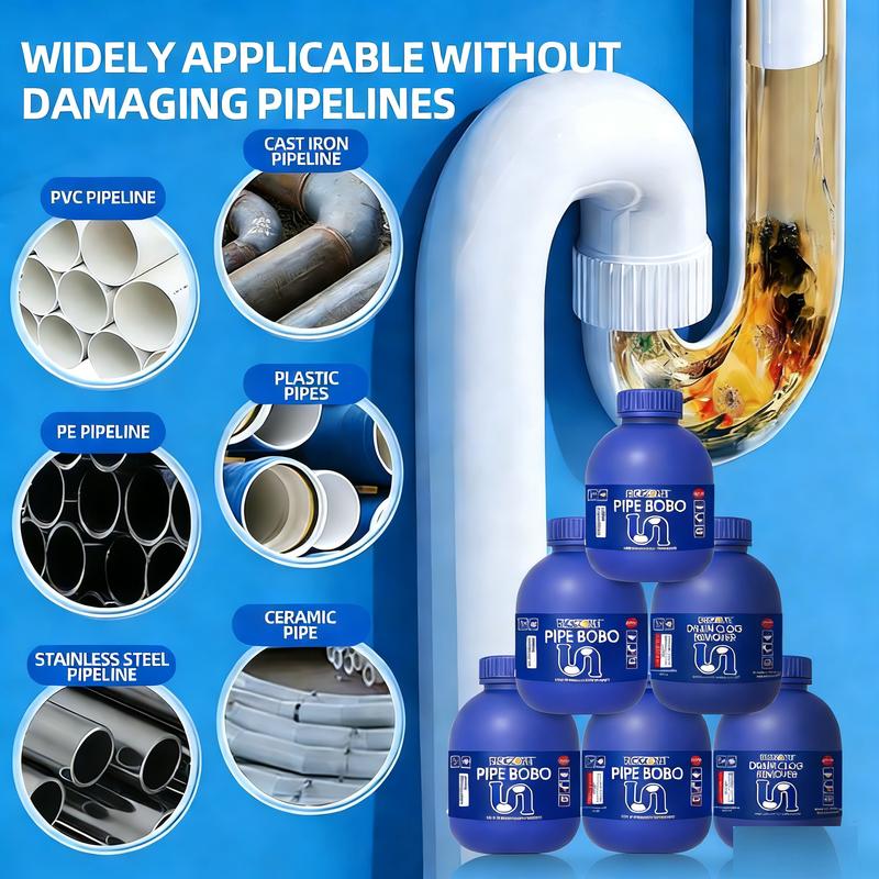 PICKZONE PIPE BOBO -Drain Unclogger Powerful Pipeline Dredging for Kitchen Sinks Shower Drains Tubs Dissolves 200+ Blockages Kills 99% Bacteria Safe for All Pipes Quick Dredging Formula Household Cleaner Bathroom Cleaning Tool