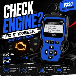 2026 Upgraded OBD2 Scanner Fault Code Reader, Battery Test, Full OBDII, Real-Time Data,DTC LookUp, Check Engine Light, 1996+ Vehicles, Battery-Free fathersdaygift