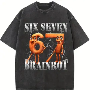 100 Percent Cotton Humorous Italian Brainrot Tung Tung Sahur Six Seven Meme T-Shirt