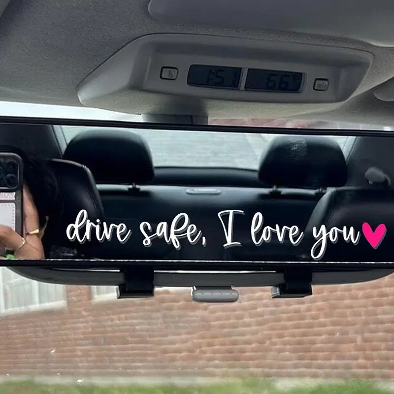 Letter Pattern Car Rearview Mirror Sticker, Waterproof Car Interior Decal, Car Rearview Mirror Vinyl Decal, Drive Safe Decal, Creative Decorative Stic
