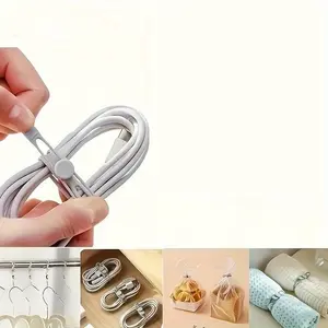 5pcs Reusable Silicone Cable Tie | Elastic Cable Arrangement and Binding for Headphones, Chargers, Mice, Audio and USB Data Cables, Travel Data Cable Storage