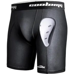 Mens Compression Shorts with Cup Athletic Baseball Underwear for Football, MMA, Lacrosse, Field Hockey