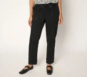 LOGO by Lori Goldstein Petite Black Tapered Leg Ankle Jeans