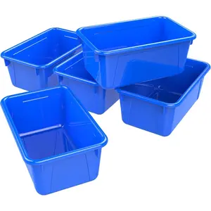 Small Cubby Bins, Pack of 5, 12.2 x 7.8 x 5.1 Inches, Blue (62416U05C)