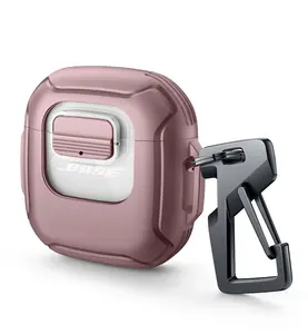 Dexnor Protection Case for Bose QuietComfort Earbuds II (2022)/Ultra Earbuds (2023), Secure Lock Clip Rugged Case Shockproof Protective Cover with Carabiner & Keyring