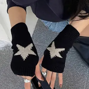 Star Pattern Fingerless Gloves, All-Season Comfort, Fashionable Modern Arm Warmers, Valentine's Day Gift, 1 Pair