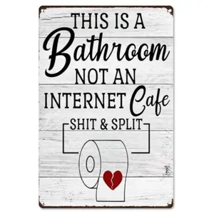 Hilarious Bathroom Rules Sign - Funny Toilet Wall Decor & Gag Gift for Housewarming 8x12" Vintage Design Rust-Proof Tinplate Material Clear Printing Long-Lasting Colors Easy Install Pre-Drilled Holes - Ornaments, Religious