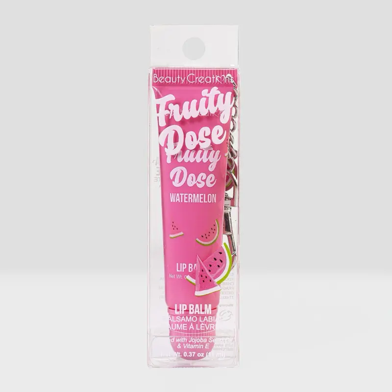 Beauty Creations Fruity Dose high shine lip gloss Watermelon, Cherry, peach Flavor Portable Keychain Design Moisturizing & Hydrating Formula for Soft Smooth Lips Glossy Lipstick Makeup