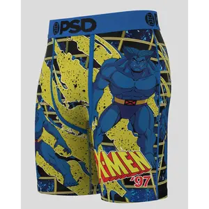 PSD Mens Marvel - X-Men Blue Instinct Boxer Brief - Standard Length 7 Inch Inseam, Soft and Breathable Poly Blend Fabric