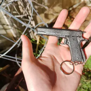 Metallic Black Miniature Fake Colt 1911 Keychain, Realistic 1:16 Scale Model, Tactical Enthusiast Gift, SLA Printed ABS Accessory