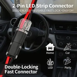 Quick Splice Solderless Connectors, 50pcs Electrical Wire Cable Snap-in Connector Blocks, 2-Pin Dual Way for LED Strip, Car, Low Voltage Applications Tool-Free & Pluggable Design AWG 18–22 crimp connectors electrical connector