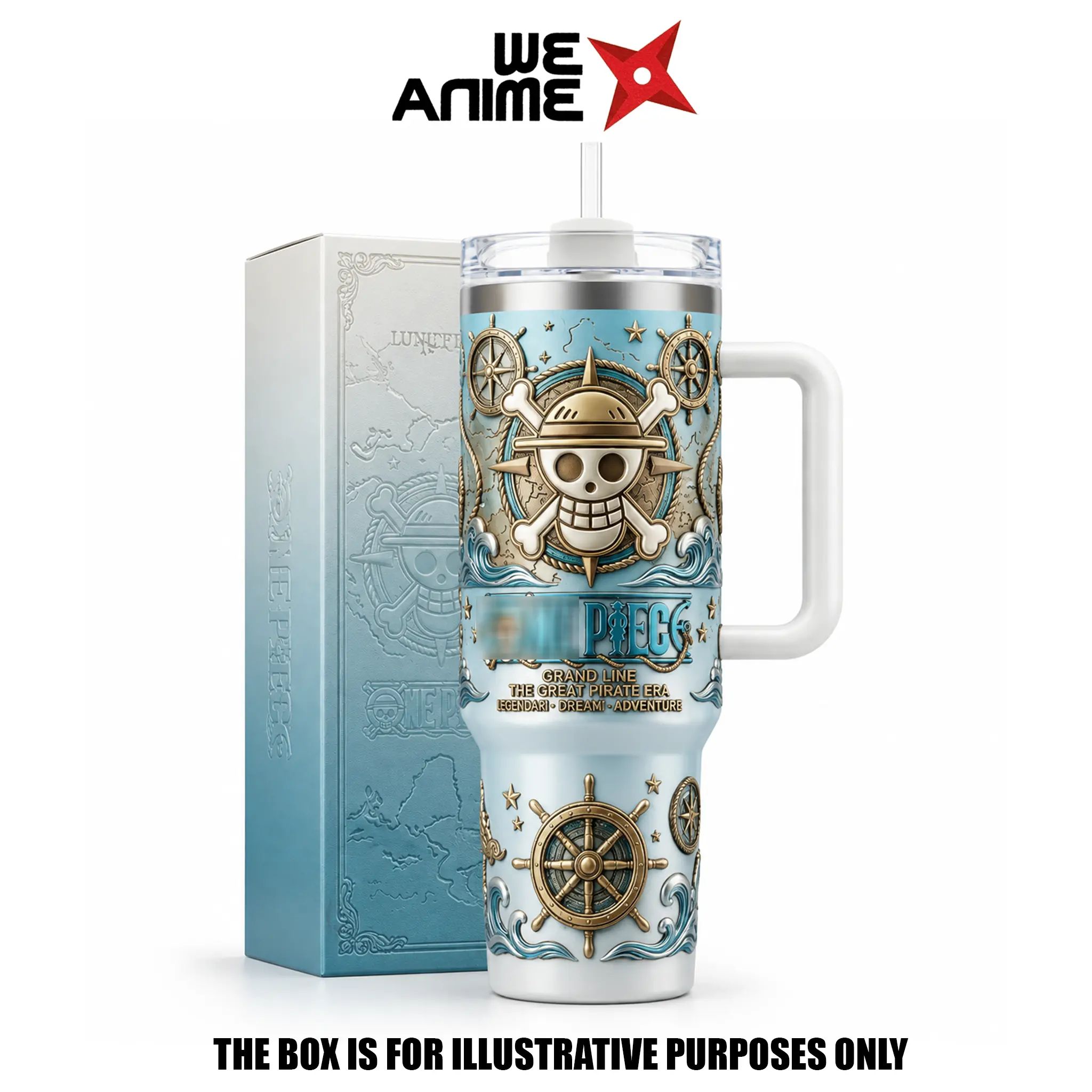 WEXANIME Collection Straw-Hat Pirates 20oz & 40oz Stainless Steel Tumbler with Handle & Straw, Double-Wall Vacuum Insulated Travel Mug, Leak-Resistant Reusable Coffee Cup, Anime Gift for Men Women & Anime Fans