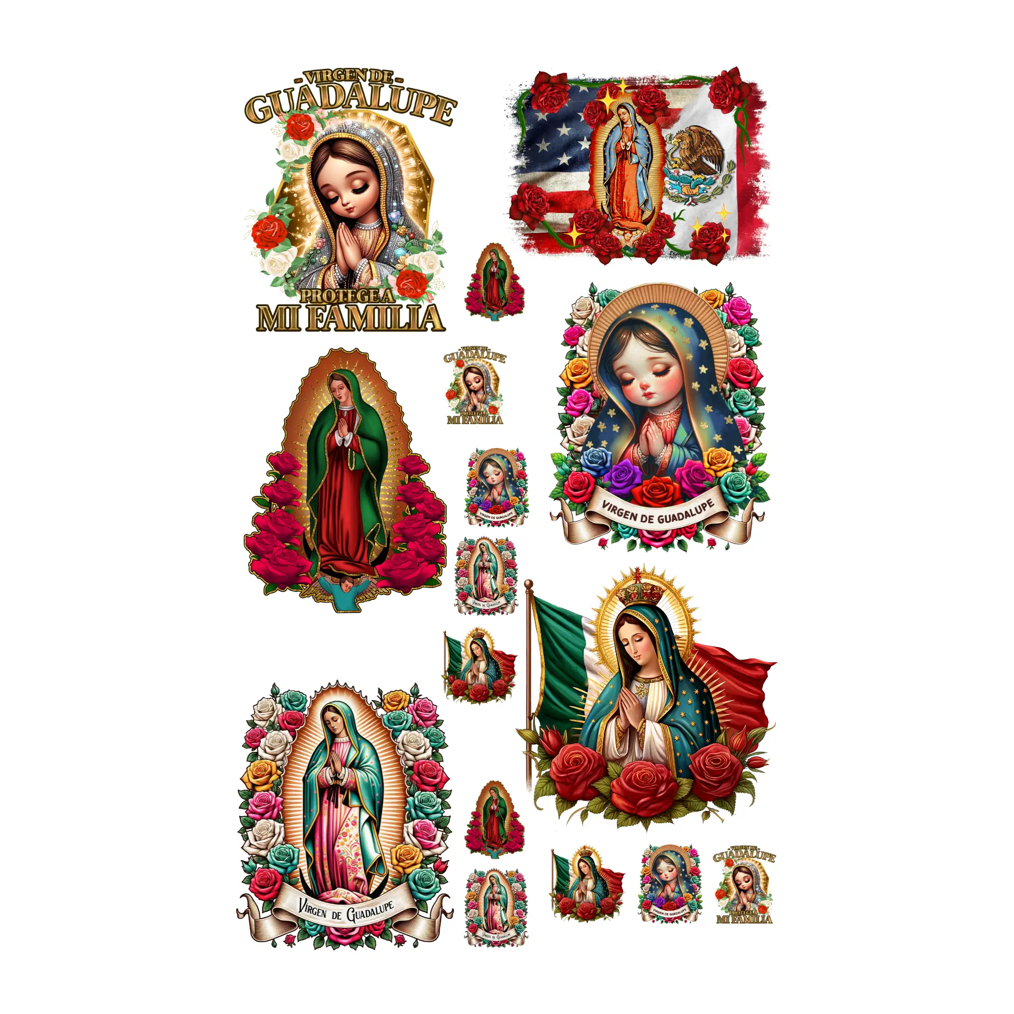San Judas Y Virgencita Styles - Gang Sheets Transfers For Fabric DIY Crafts