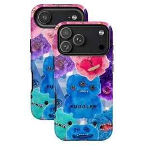 Whimsical Toybox Vibes Crooked Teeth Multi Eyed Creatures Fuggler Monster Plush Art Tough Phone Case. Quirky Weirdcore Aesthetic Rugged Shockproof Protective Cover For iPhone 17 Pro Max 16 Air 15 14 13 12 11.