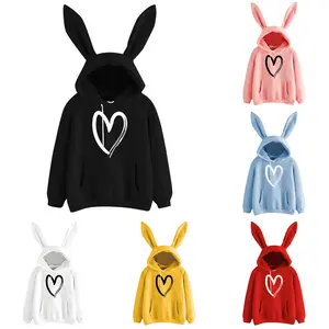 Trending New Rabbit Hoodie Sweatshirt For Women Fashionable High Quality Cotton Fleece Hoodie Casual Style with Heart Design in Various Colors - Womenswear Everyday Tops Love comfy hoodie registered nurse