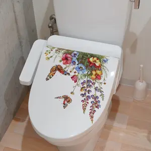 (30*30cm) flower, spring and butterfly toilet sticker, bathroom and toilet decorative sticker, self-adhesive M10232, Bathroom Decoration Supplies, Bathroom Accessories