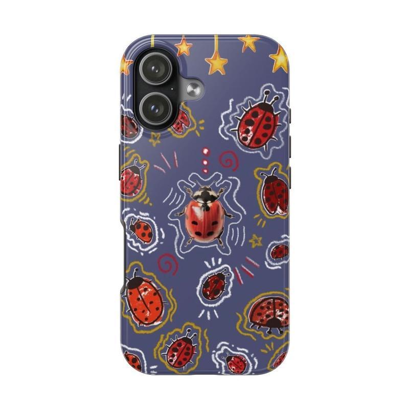 8 Ops Ladybug Star Pattern Tough Phone Case, Striped Mix Polkadot Case Cover with Iphone 17 16 15 14 13 12 11  promax