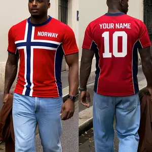 Personalized Norway Soccer Fan 3D T-Shirt, Norway Custom Name Number Football Jersey Red Top, Jersey For Supporters