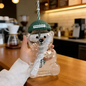 Starbucks Bearista Limited Edition Bear Glass Cold Cup 100% Authentic Rare Drinkware Bottle