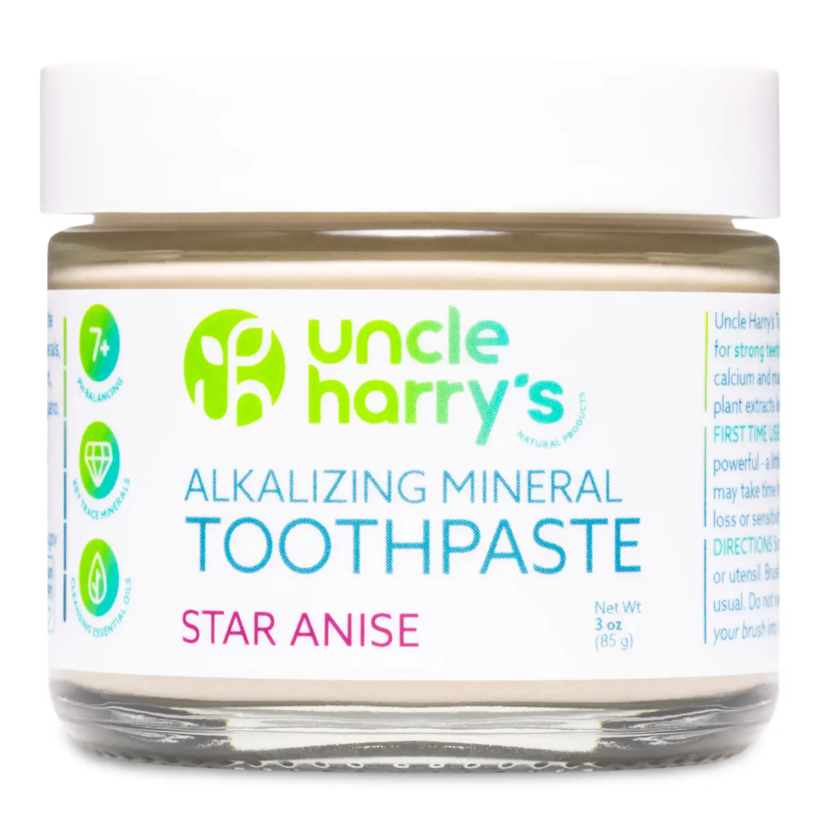Uncle Harry's Anise Toothpaste, Natural Whitening, Freshens Breath, Vegan, Gluten Free, Fluoride Free, Non-GMO, Cruelty-Free, 3 oz, US Manufactured
