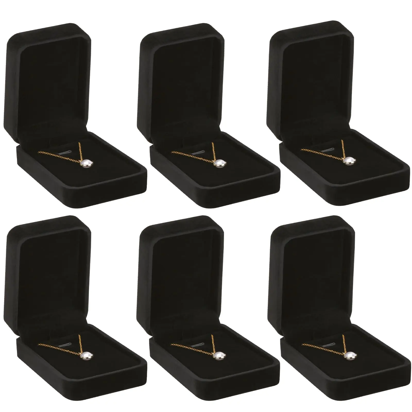 6 Pieces Velvet Jewelry Gift Boxes for Necklace Pendant Bracelet Ring Earring, Jewelry Storage Display Case for Christmas Wedding Engagement Birthday Anniversary (Pendant Box STYLE-6PCS)