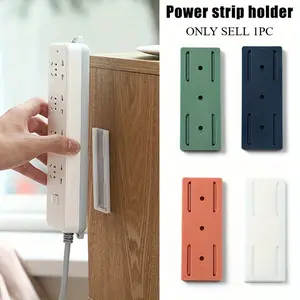 1pc Wall Mounted Socket Holder Fixer Patch Self-Adhesive Power Socket Strip Fixator Punch-free Plug Socket Organizer for Home Office