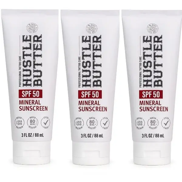 3 Pack New Hustle Butter Tattoo - Mineral Sunscreen Lotion, Water Resistant(3 oz)