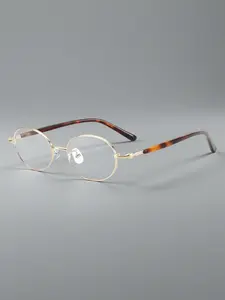 Caterside Metal Frame Retro Oval Glasses, Unisex Light Blocking Eyewear, Casual Style, All Seasons, Perfect Gift