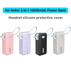 Shockproof Silicone Case Dustproof Solid Color Protective Case Soft Portable for Anker NANO 3-in-1 Power Bank 10000mAh 30W