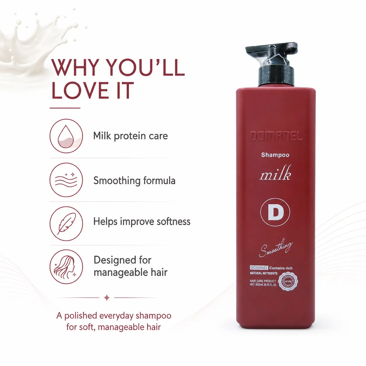 DOMANEL - PROFESSIONAL MILK SHAMPOO FOR SOFT MANAGEABLE HAIR