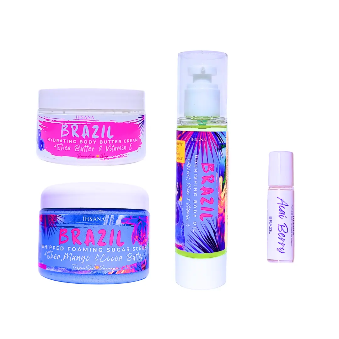 Mini Glow - Moisturizing Body Care Set-Scrub/Whip Shea Body Butter Cream/Oil/Perfume-Exfoliate-Foaming-Hydrating-Body Combo Bundle Self-Care Gift