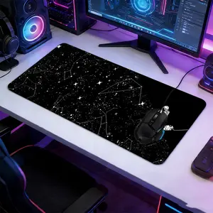 Starry Sky Constellation Astronaut Galaxy Space XXL Extended Gaming Mouse Pad, Large Non-Slip Rubber Desk Mat, Stitched Lock Edge Washable Desktop Protection Pad, Suitable for Home Office Gaming Setup, Ideal Gift for Space & Astronomy & Sci-Fi Fans