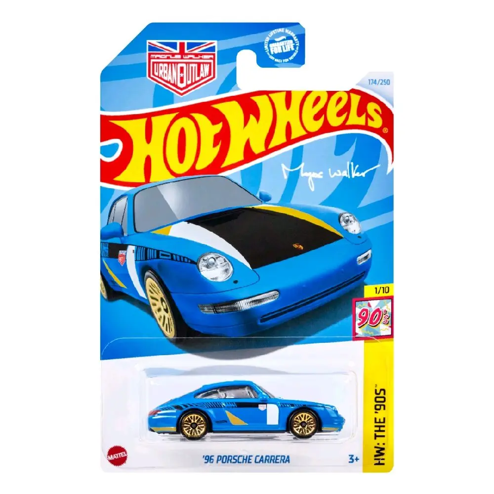 Hot Wheels '96 Porsche Carrera Miniature Diecast Car Model, 174/250 HW The '90S Collectible Model Car