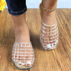 Fashion Glitter Jelly Ballet Flat Sandals with Cork Footbed – Transparent Clear Design, Lightweight, Comfortable Women's Sandals for Parties, Casual Wear & Beach Days If you have wide or thick feet, order one size larger