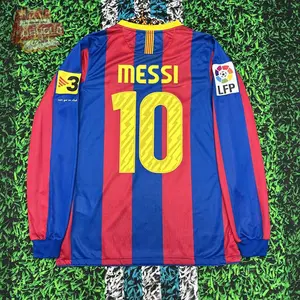 2010 2011 Home retro No.10 Messi long sleeve Soccer jersey