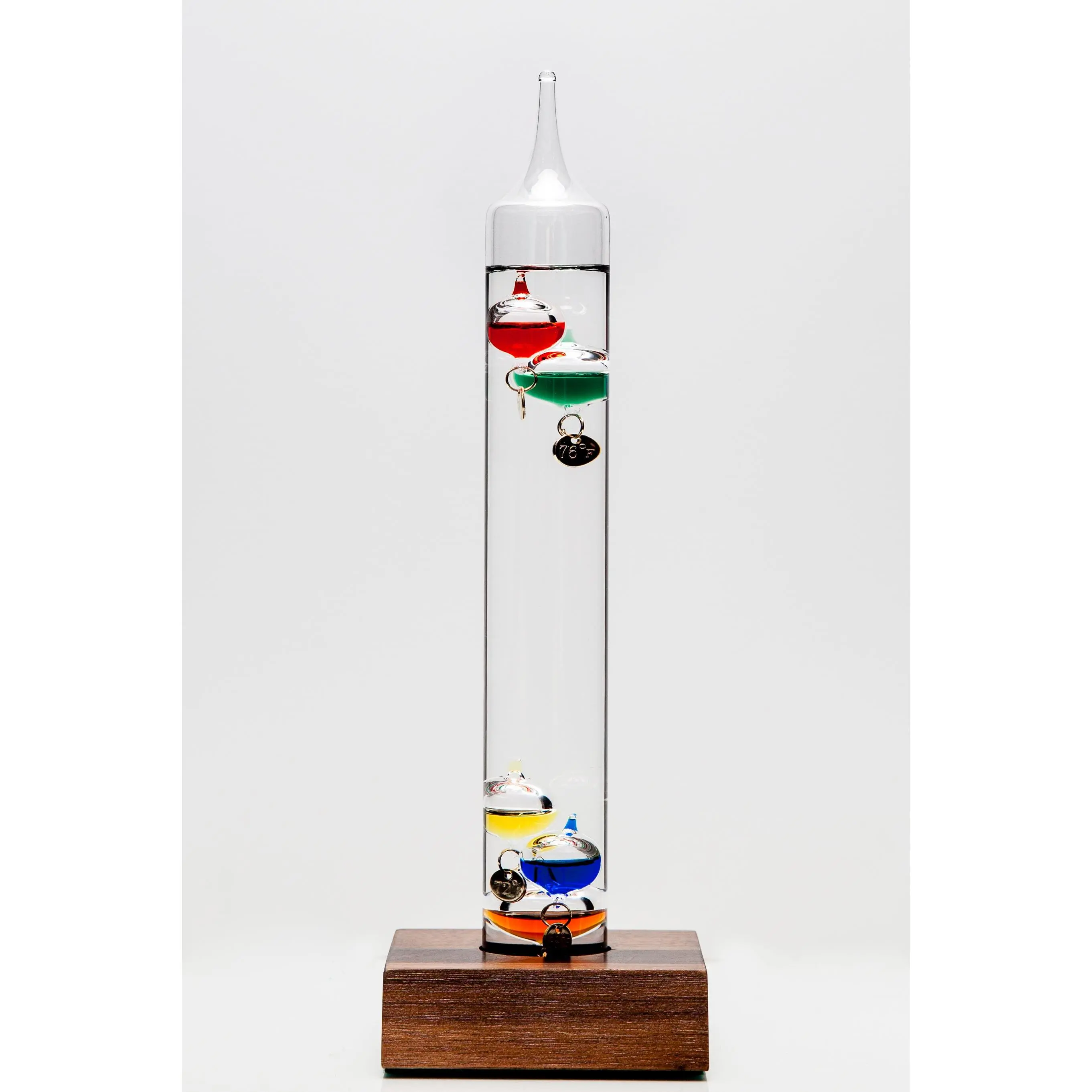 11" Tall Galileo Thermometer With Wooden Base 11" Tall Galileo Thermometer With Wooden Base