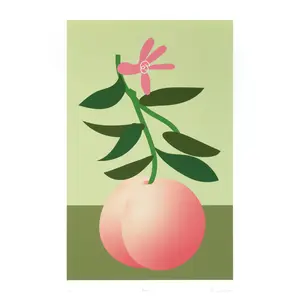 June Drop "Peach Print" - Matte Paper Wall Art Contemporary Minimalist Pop Art Design for Colorful Home Decor